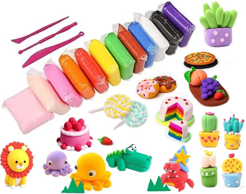 Crafty villa Best Buy Colourful Magic Air Dry Non-Toxic Modeling Bouncing Clay with Tools