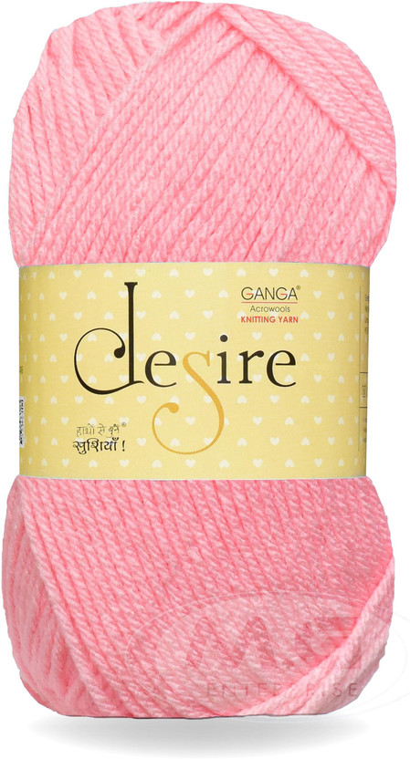 KNIT KING Knitting Yarn Wool Desire Pink 100 gms Best Used with Knitting Needles