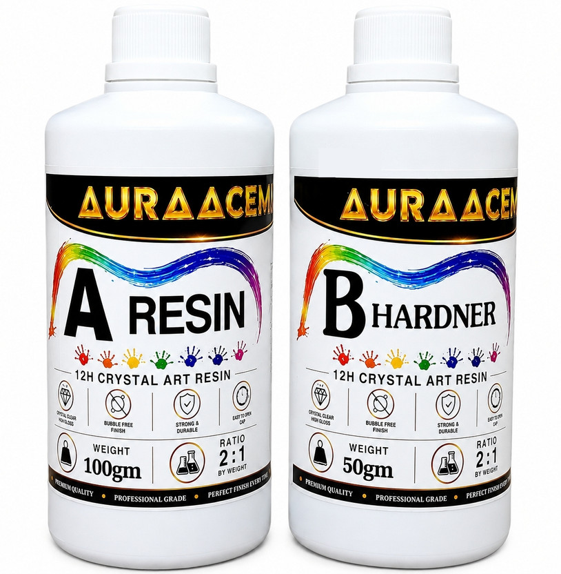 AuraaCemi 12H Crystal Art Epoxy Resin and Hardener 150gm. (Ratio2:1) Resin Art Medium(150 ml)
