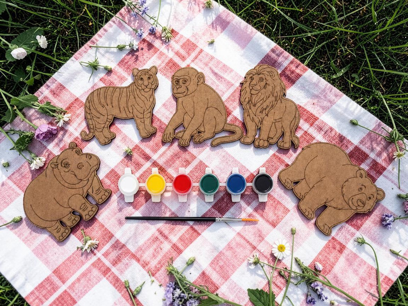 Bachpania Bachpania Wooden Animal Craft Painting Set Kids Art Activity Wooden for children learning(Multicolor) - Flipkart Deal