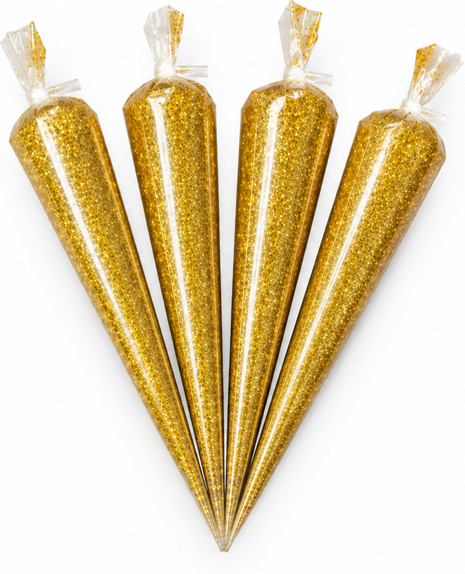 The Artisan Flow Golden Glitter Glue Cone for Lippan Art, Fabric Decor & DIY Craft - Pack of 4
