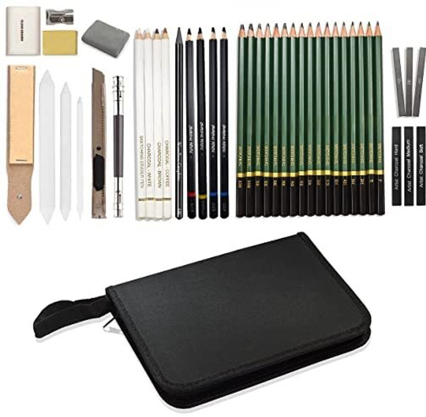 Vintager 42 Pieces Professional Drawing Pencils and Sketch Kit for Artist
