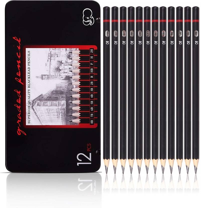 IORAA 12 Piece Drawing Pencil Sketch Pencils Set for