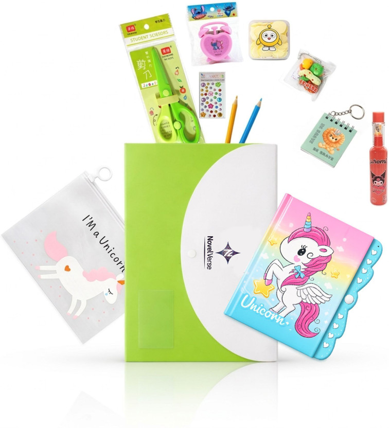 NovelVerse Kindergarten Starter Pack - 14 Kids Stationery Set for Preschool and Nursery