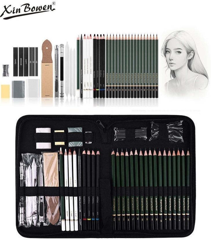 Xin Bowen 42 Pcs Sketching & Drawing Set, Art Kit for Artists, Stationary for Beginners