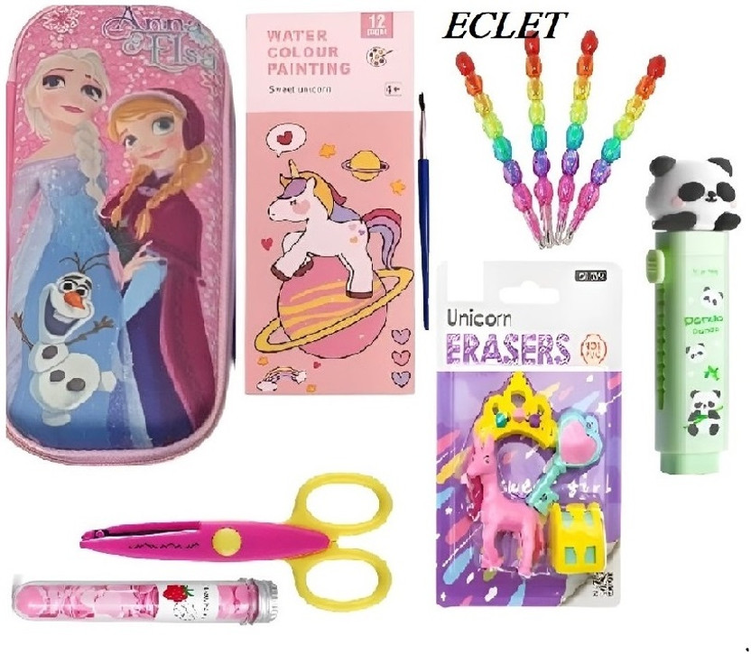 Eclet 10pc Stationery & Art Combo Stylish High-Utility Kit for School & Home Study