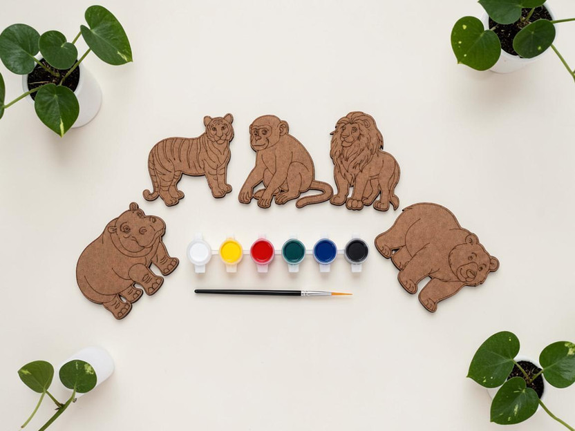 Bachpania Bachpania Wooden Animal Painting Set Kids Creative Art Craft Wooden for young learners and(Multicolor) - Flipkart Deal