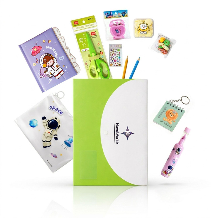 NovelVerse Kindergarten Starter Pack - 14 Items Kids Stationery Set for Preschool & Nursery