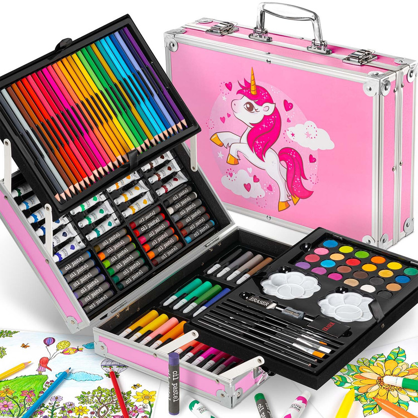 KHILONEWALA DIY Unicorn Art Suitcase for Kids ,Painting Set with all Accessories(Multicolor)