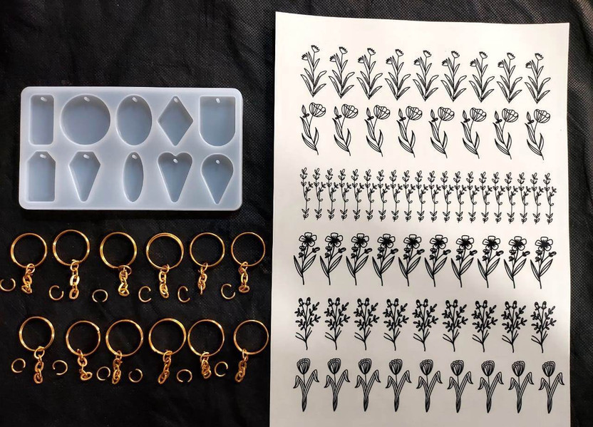 RakaEnterprises RAKA DIY 10 cavity resin mould 12 keyring 1 A4 sticker sheet