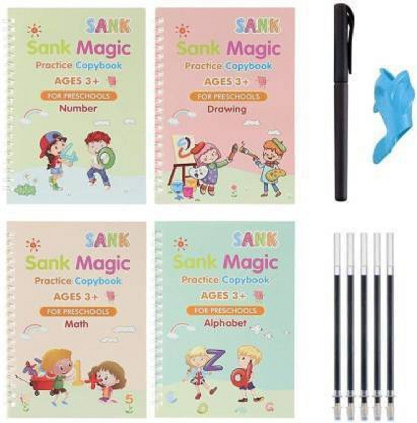 SRBKfashion SRBKfashion Magic Practice Copybook for Kids (4 Book + 1 Pen + 10 Refill + 1 Grip) A-553 - Flipkart Deal