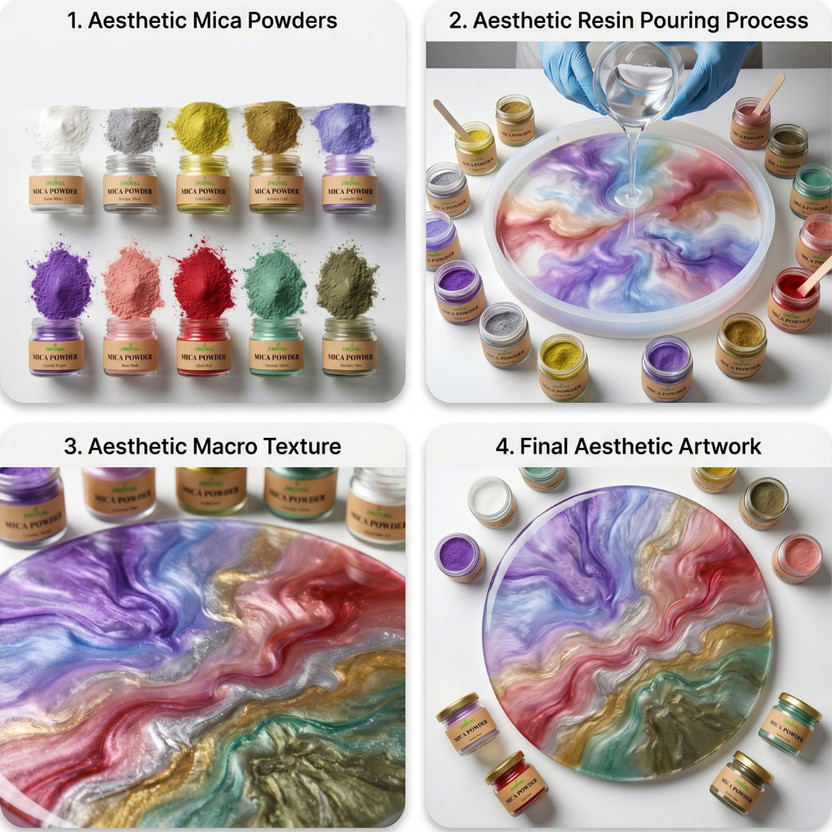 Jinoyal Aesthetic Theme Mica Powder for Art & Craft|Premium Pearl Pigment for resin(50g)