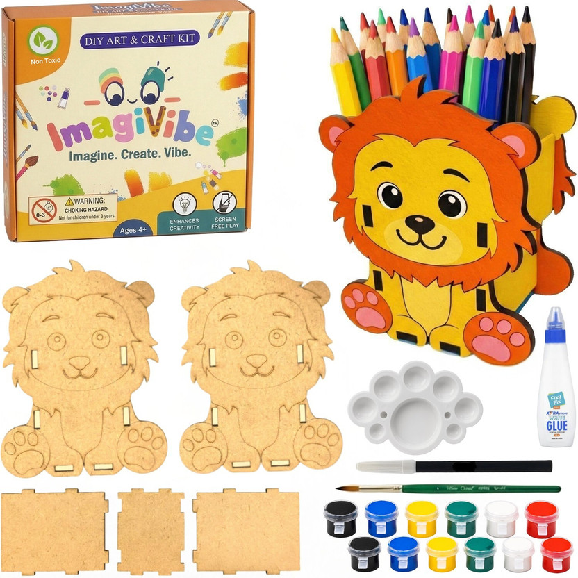 ImagiVibe ImagiVibe Lion DIY Pen Stand Painting Kit for Kids Art & Craft Desk Organizer (Age 5+) - Flipkart Deal