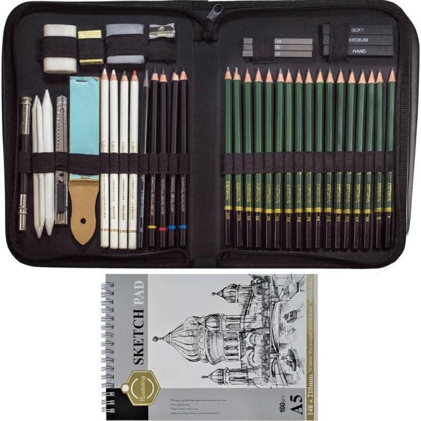Adoere Adoere 43 Pcs Sketching Pencil Set and Drawing Professional Art Tool Kit Set - Flipkart Deal