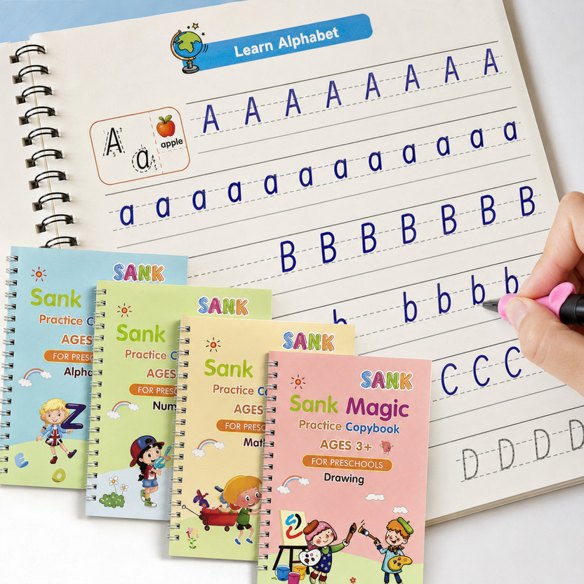 RABBITGOO Magic Writing Practice Book | Reusable Copybook Set for Kids Age 3+