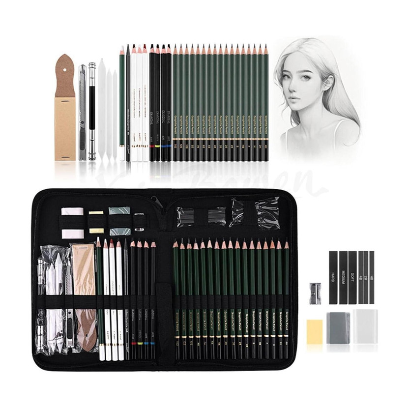 Shivom Art Sketching Pencils Drawing Kit 42 Pcs Drawing set with Zippered Carrying Case