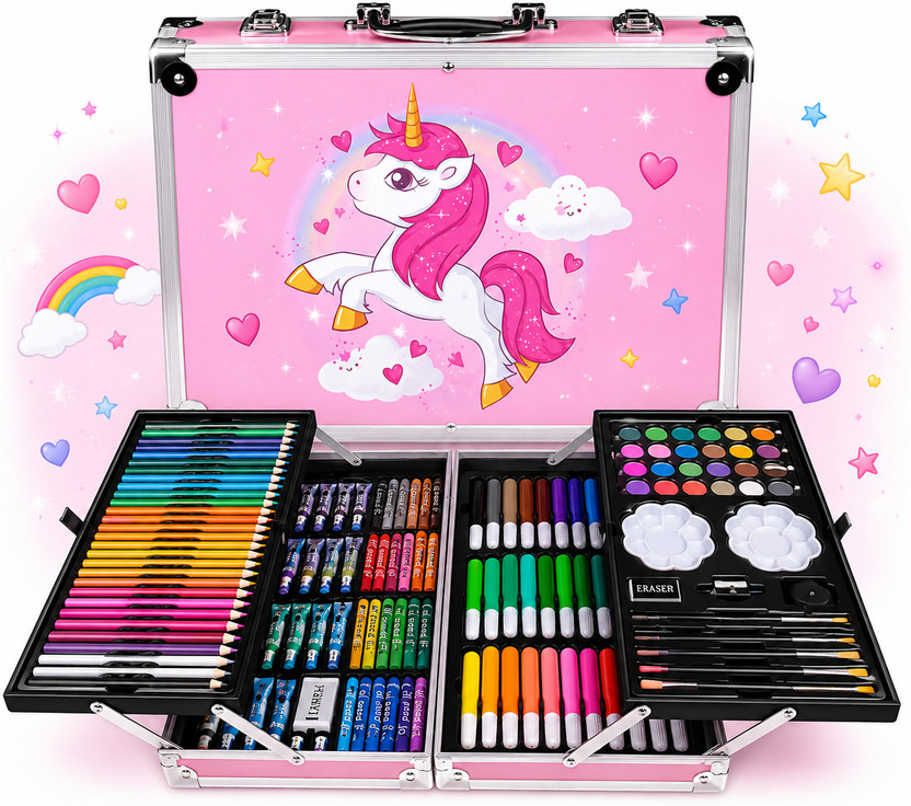 gotilo gotilo Unicorn Art Drawing and Painting Set with Aluminum Box for Kids (145Piece) - Flipkart Deal
