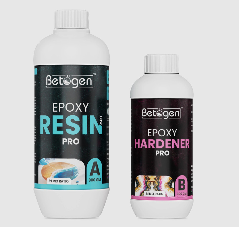 Betogen Epoxy Resin 3:1 Ratio Resin And Hardener 1200gm, Set For Art And Craft
