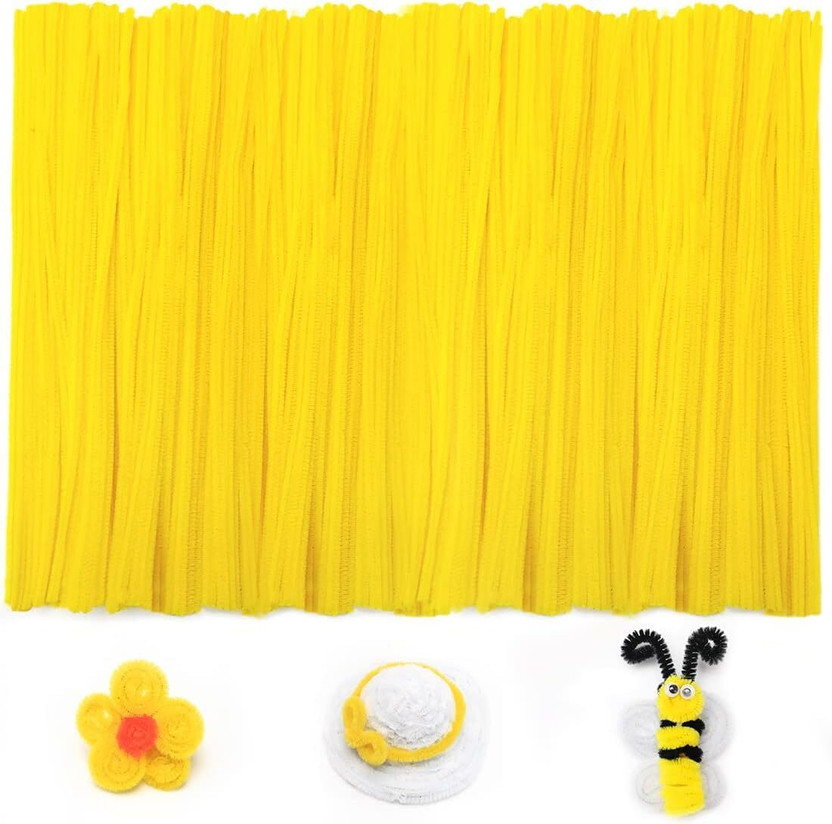 Prescent 12inch Pipe Cleaner Yellow 100pcs for Hobby Craft, Scrapbooking, DIY & more