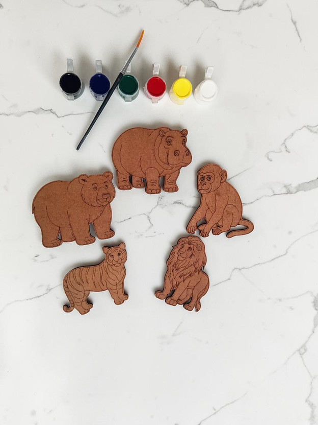 Bachpania Bachpania Wooden Animal Craft Set Kids Creative Painting Learning Wooden for kids and(Multicolor) - Flipkart Deal