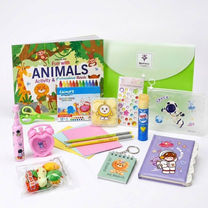 NovelVerse Kindergarten Starter Pack - 14 Items Kids Stationery Set for Preschool & Nursery