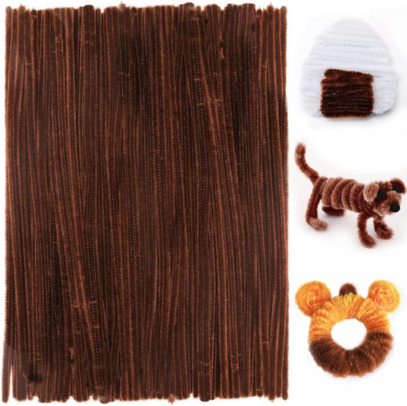 Prescent 12inch Pipe Cleaner Brown 100pcs for Hobby Craft, Scrapbooking, DIY & more