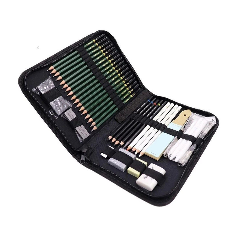 PEACORA 42 Pcs Sketching and Drawing Professional Art Tool Kit with Zippered Carry Case.