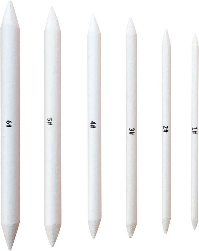 VSM White Blending Stumps Set – 6 Sizes for Sketching, Shading & Smudging Art