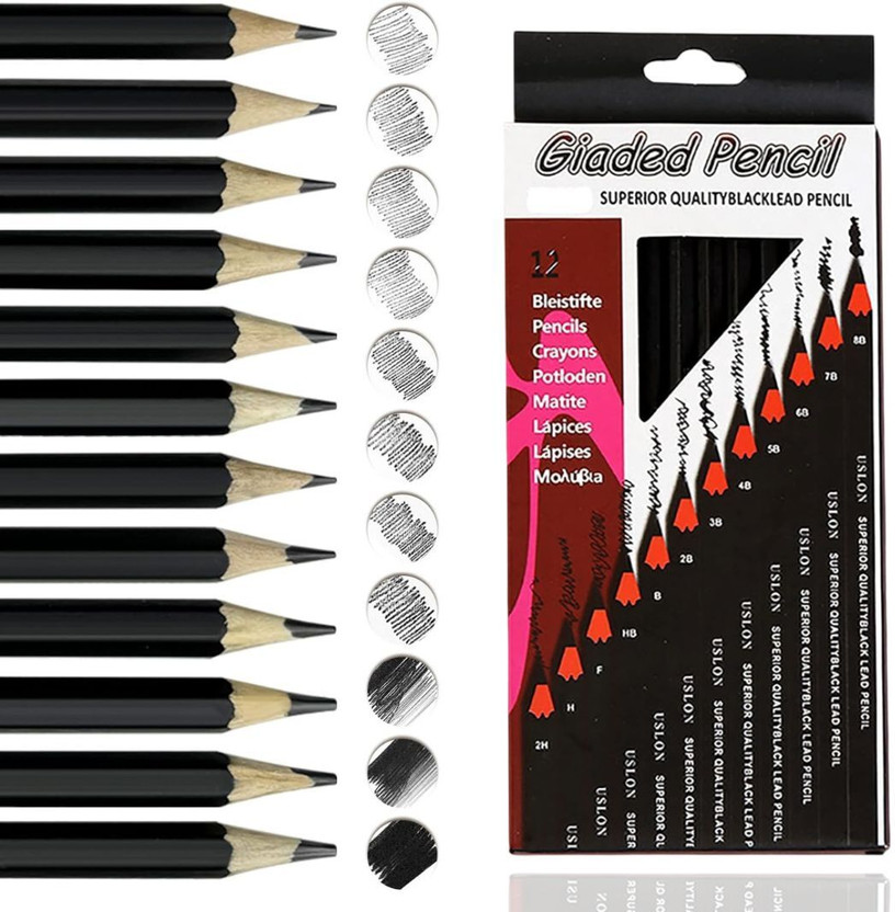 Wynhard 12pc Drawing Pencils Art Pencil Set Graphite pencil Sketch Pencil Set for Artist