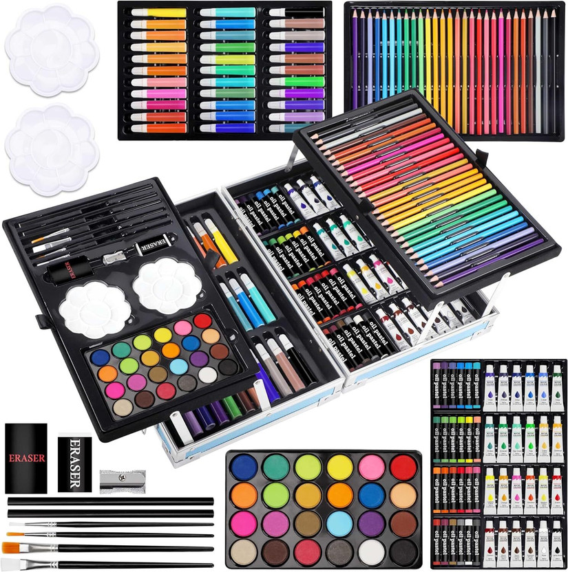 POLARIS FOX 145-Piece Deluxe Art Set, Professional Drawing and Painting Kit