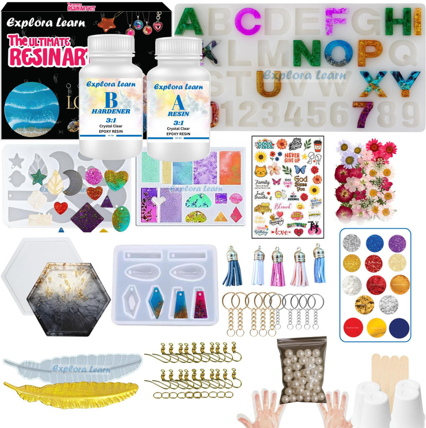 Exploralearn 145 Pcs Ultimate Resin Art Kit with 200g Epoxy Resin