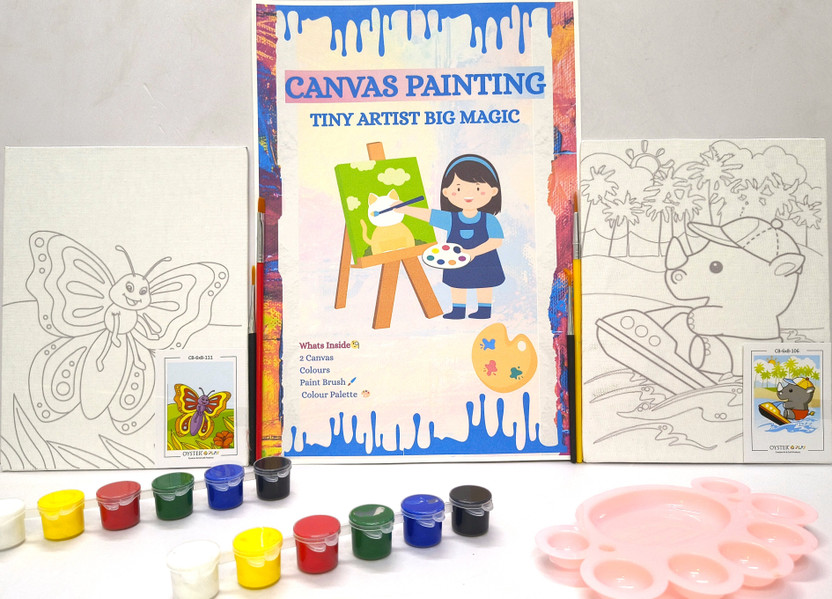 Cutykids Cutykids DIY Canvas Painting Kit for Kids with 2 Canvases, Paints, Brushes & Palette - Flipkart Deal