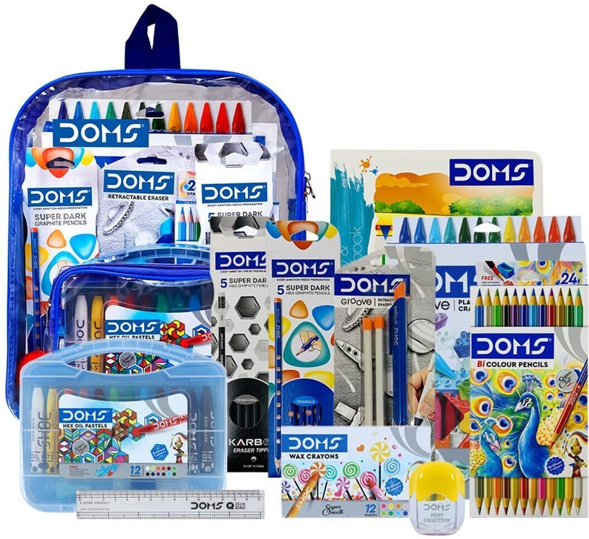 DOMS Blue Kids Smart Kit Combo Bag by The Mark Stationery