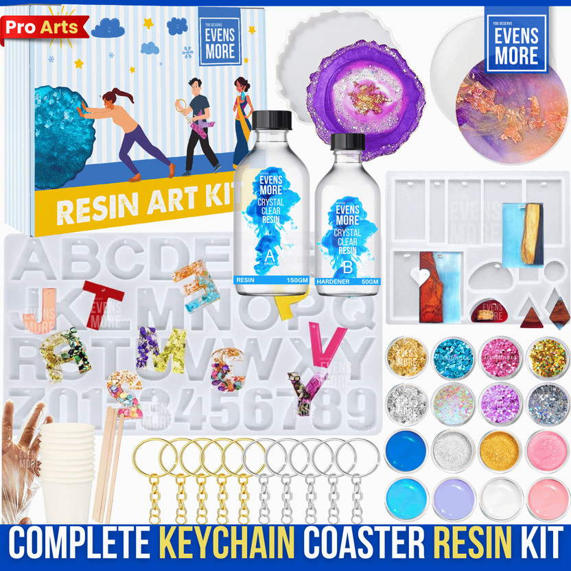 EVENS MORE DIY All In One Resin Art Kit With 200Gm Resin & 4 Moulds