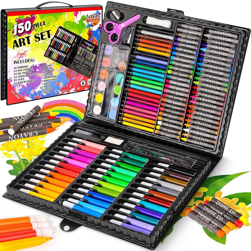 Totthar 150 Pcs Art Box with Crayons & Paints for Kids