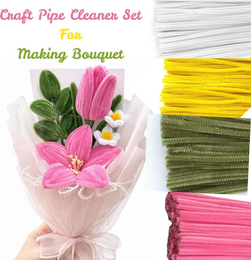 Sai Era Creations 100pcs of 4Color Pipe Cleaners for Craft, School Projects and Decoration