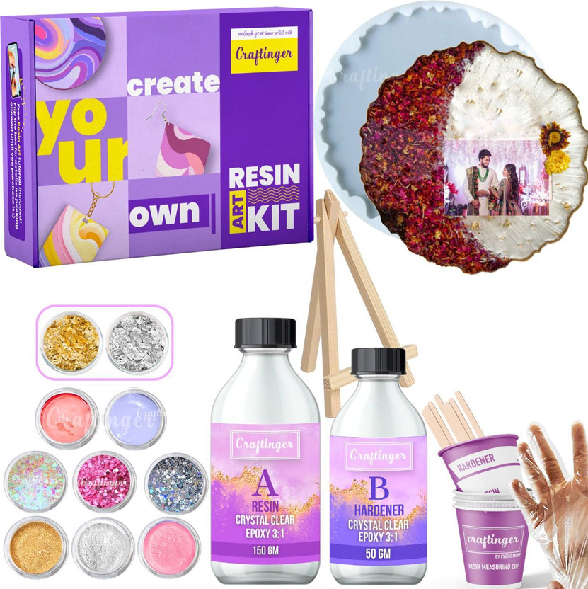 Craftinger Resin Photo Frame Making Kit Lite With 300gm Resin Wooden Stand