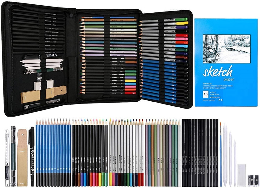 Corslet 71-Pieces Drawing Sketch Pencils Art Set Art Drawing Set School Supplies