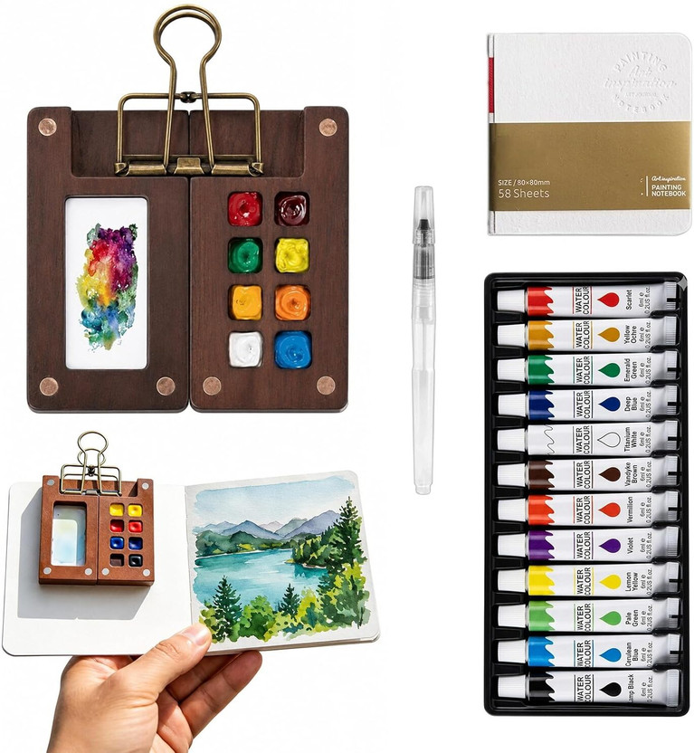 GDNK GDNK Pocket Watercolor Acrylics Paint Set Drawing Book Travel Sketching Painting Kit - Flipkart Deal