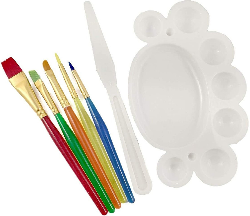 DEZIINE DEZIINE 7 Pcs Paint Brush Set with Mixing Palette & Painting Knife for Art, DIY Crafts - Flipkart Deal