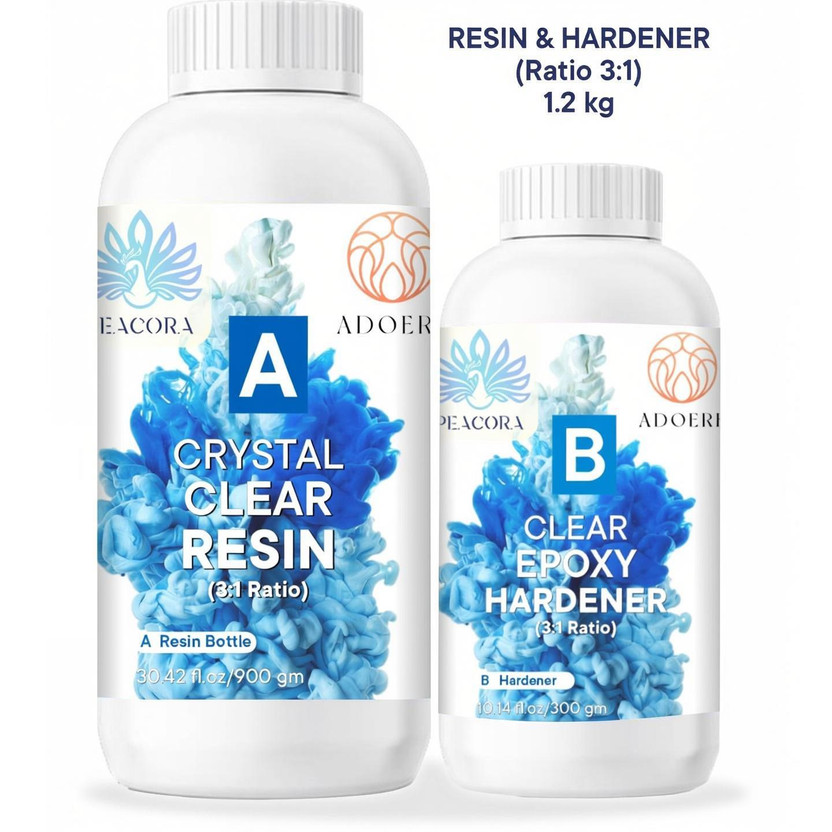 PEACORA Clear UV-Resistant 1.2Kg High Intensity Premium Epoxy Resin Hardener ArtKit(3:1)