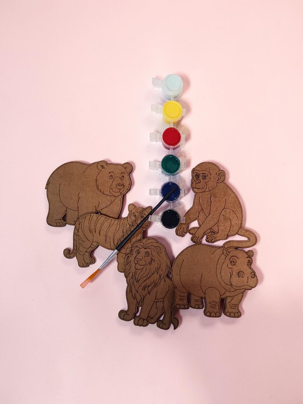 Bachpania Bachpania Wooden Animal Craft Painting Set Kids Art Learning Wooden for young learners and(Multicolor) - Flipkart Deal