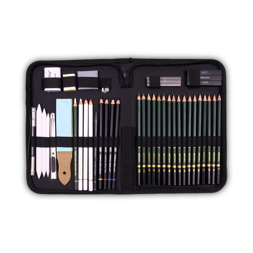 PEACORA PEACORA 42 Pcs Sketching and Drawing Professional Art Tool Kit with Zippered Carry Case Pencil(Pack of 42) - Flipkart Deal