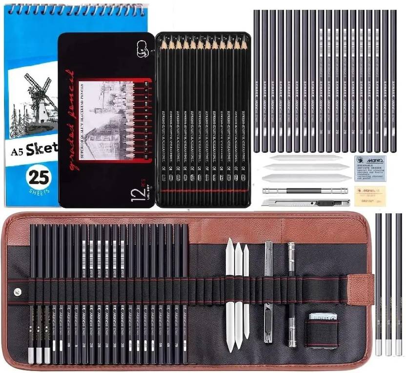 Corslet 42 Pc Drawing Pencils for Artists Kit Shading
