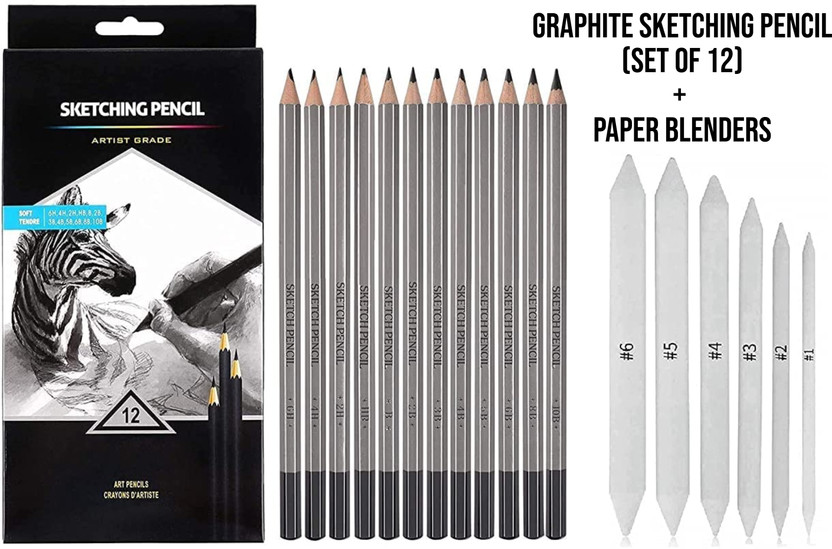 Adoere Art Sketching Pencils Set of 12 Pencils Artist Grade Degree Pencils