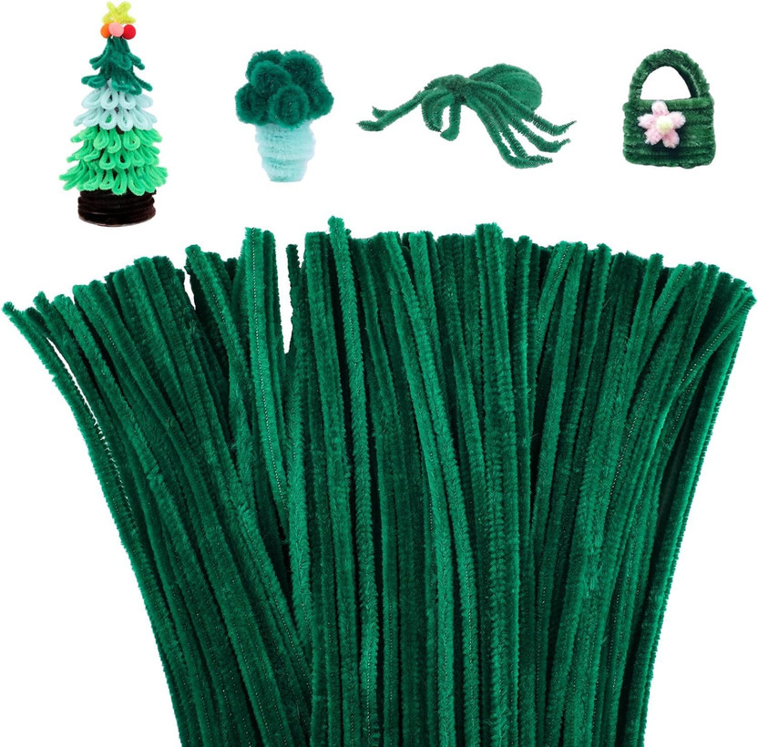 Prescent 12inch Pipe Cleaner Dark green 100pcs for Hobby Craft, Scrapbooking, DIY & more