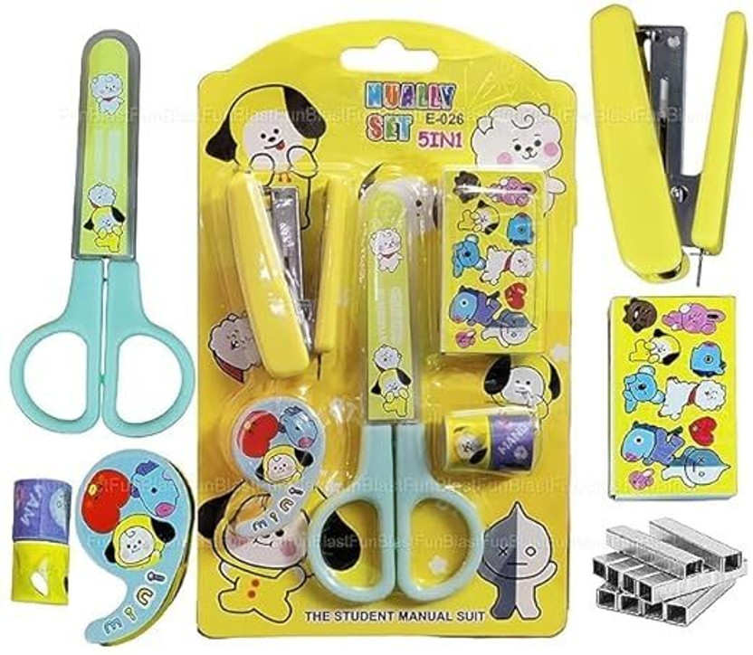 Eclet Eclet Premium 5-in-1 Unicorn Mini Stationery Set – Stapler, Scissors & Washi Tape - Flipkart Deal