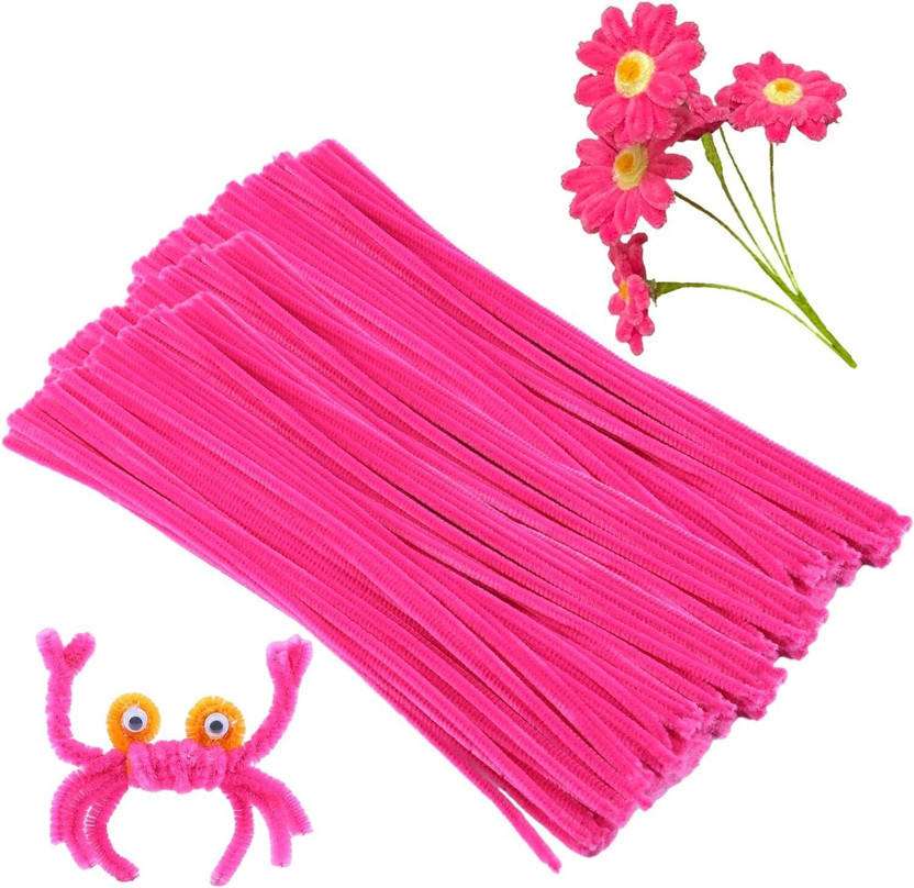 Prescent 12inch Pipe Cleaner Pink 100pcs for Hobby Craft, Scrapbooking, DIY & more