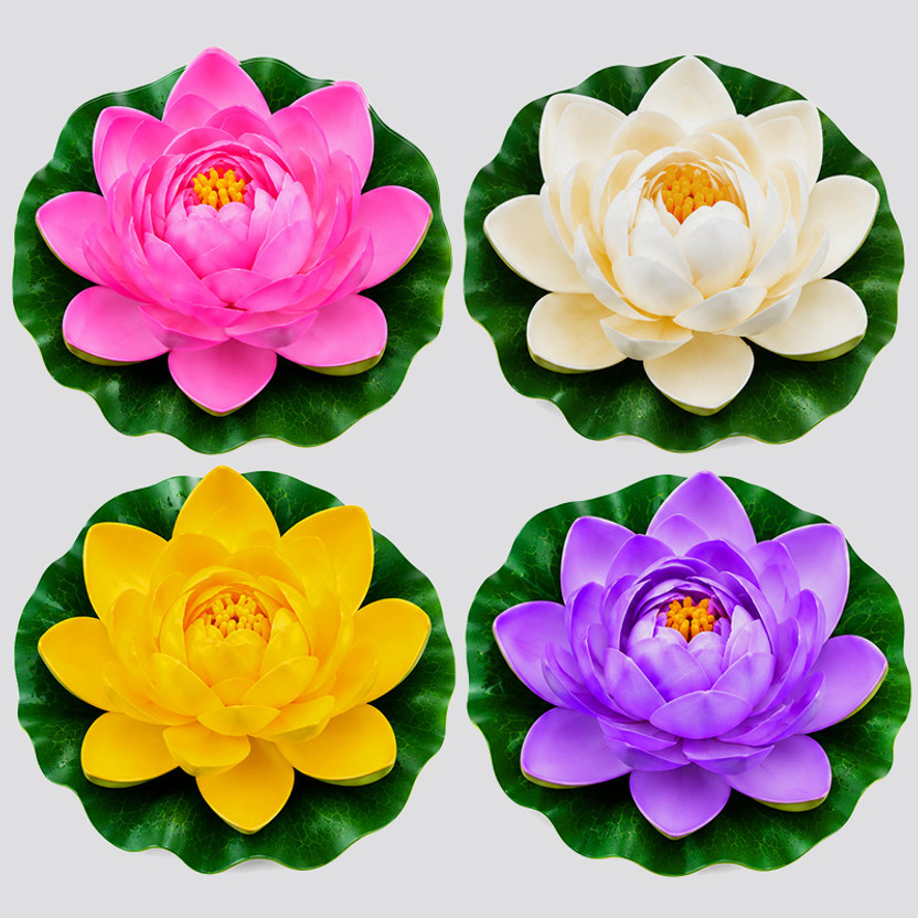 TRENDSS TRENDSS Flower for Home Decor, Pooja, Urli, Bowl & Aquarium, Fabric Decorative Flower, Multicolor Lotus Artificial Flower(10 cm, Pack of 4, Single Flower) - Flipkart Deal