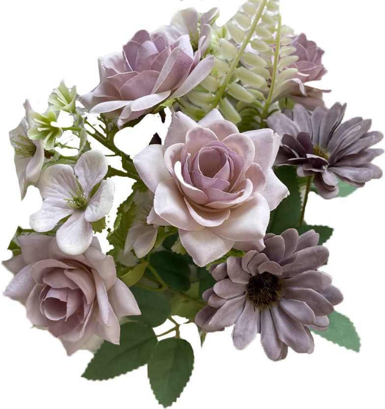 Babymoon 7 Head's Artificial Mix Flower Bunch Gift Set Baby Photoshoot Props Home Decore Grey Sunflower Artificial Flower(35 cm, Pack of 7, Flower Bunch)
